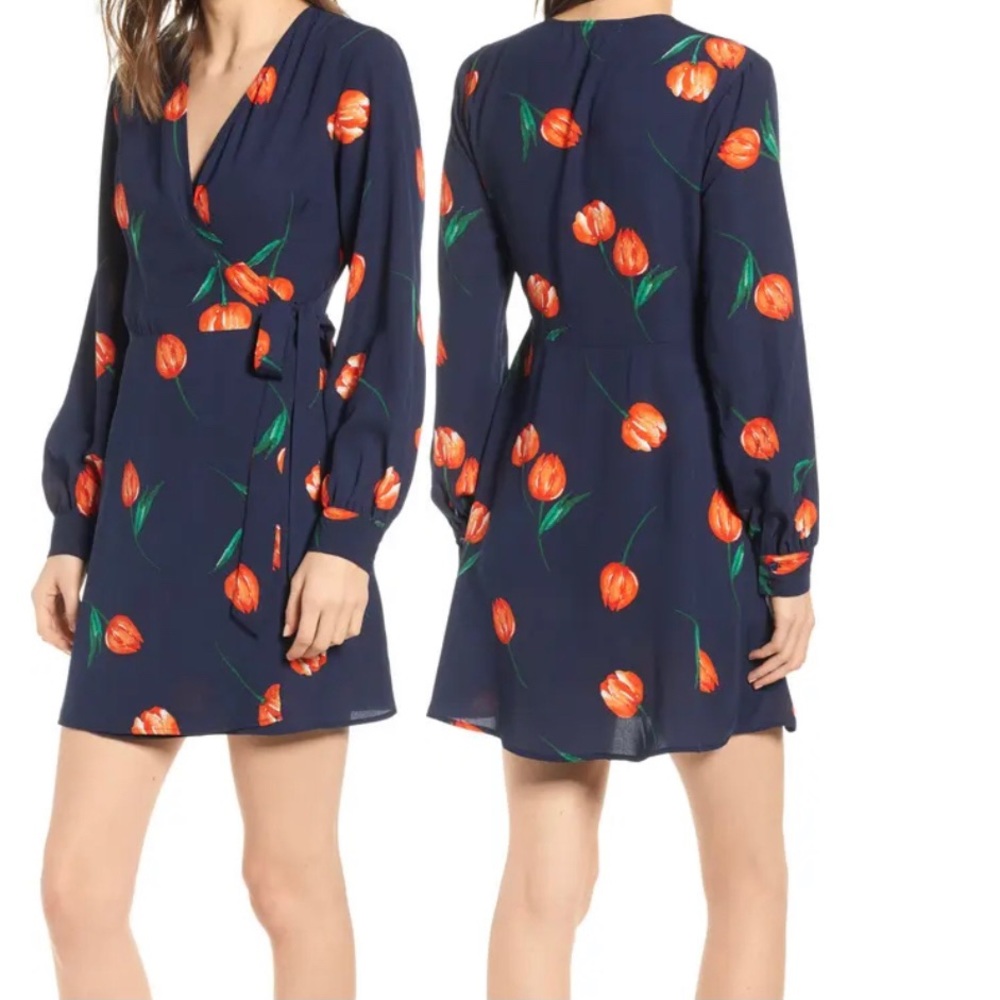Floral wrap mini dress. Only worn once. USA size S